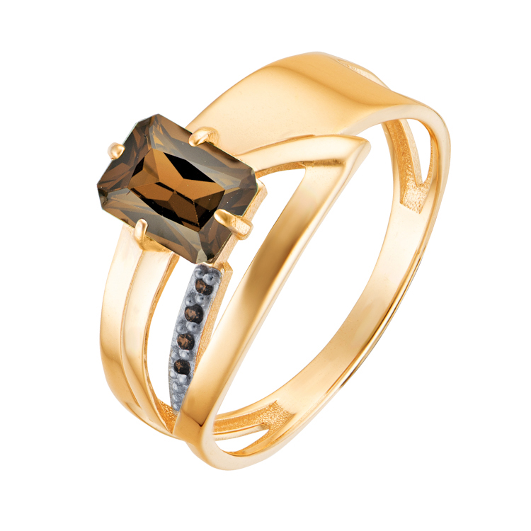 Кольцо, золото, раухтопаз, кл4009-4-01